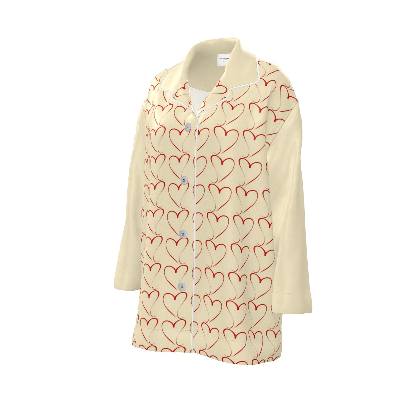 Womens Luxury Ivory Heart Pyjama Shirt