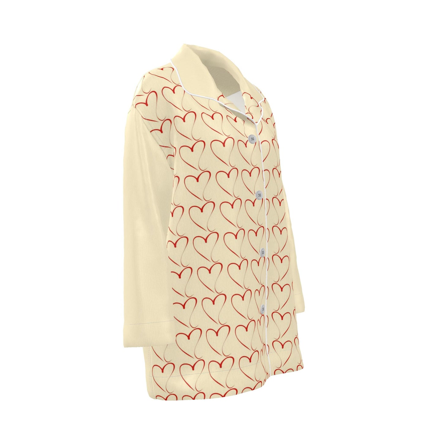 Womens Luxury Ivory Heart Pyjama Shirt