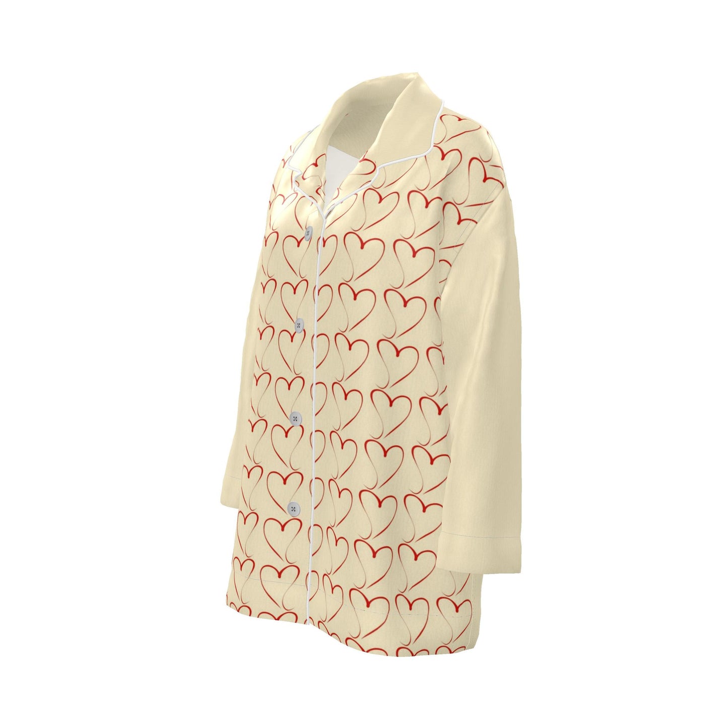 Womens Luxury Ivory Heart Pyjama Shirt