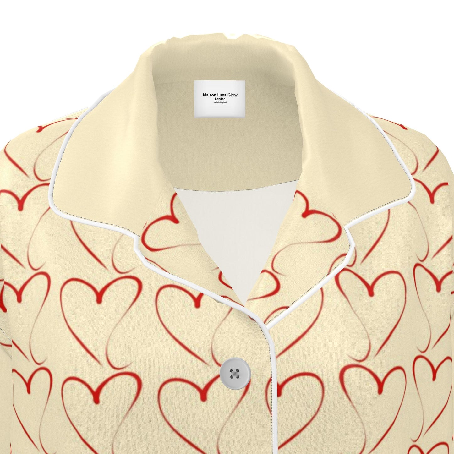 Womens Luxury Ivory Heart Pyjama Shirt