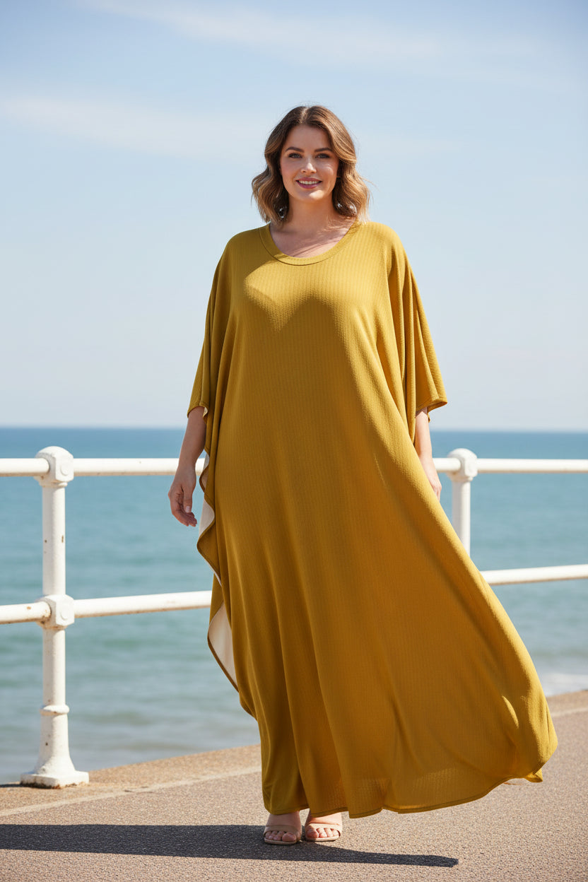 Maxi Kaftan-Elegant Silk Georgette- Royal Gold