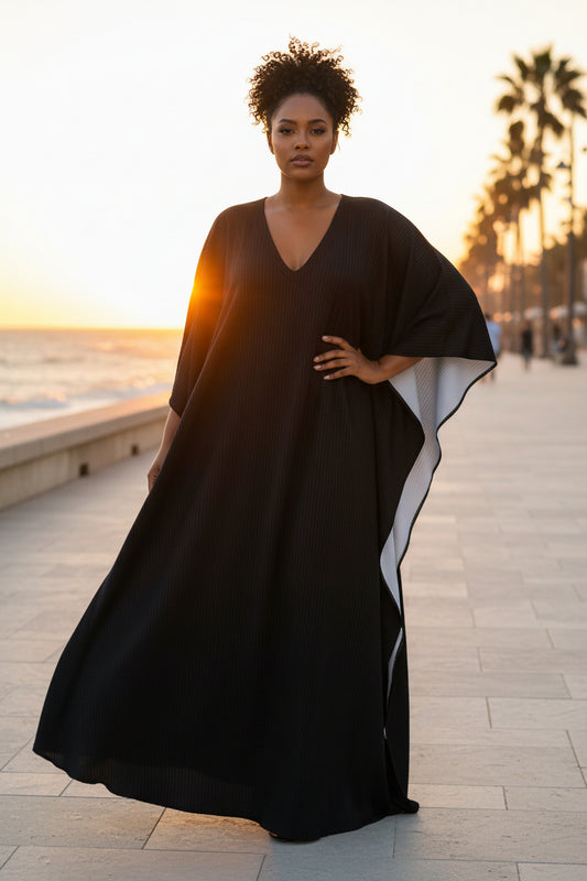 Maxi Kaftan-Elegant Silk Georgette- Royal Midnight