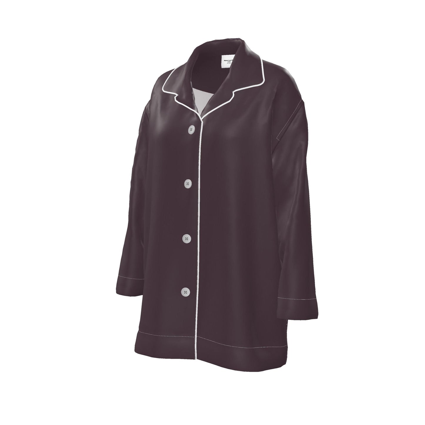 Womens Luxury Pyjama Shirt - Burgundy