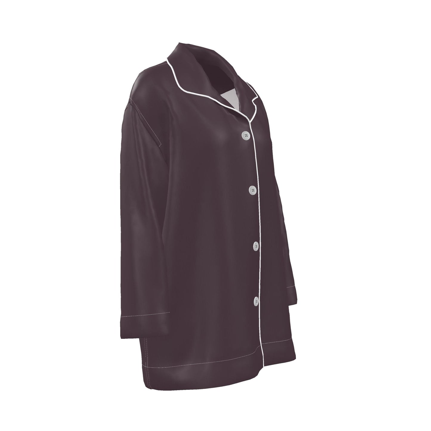Womens Luxury Pyjama Shirt - Burgundy
