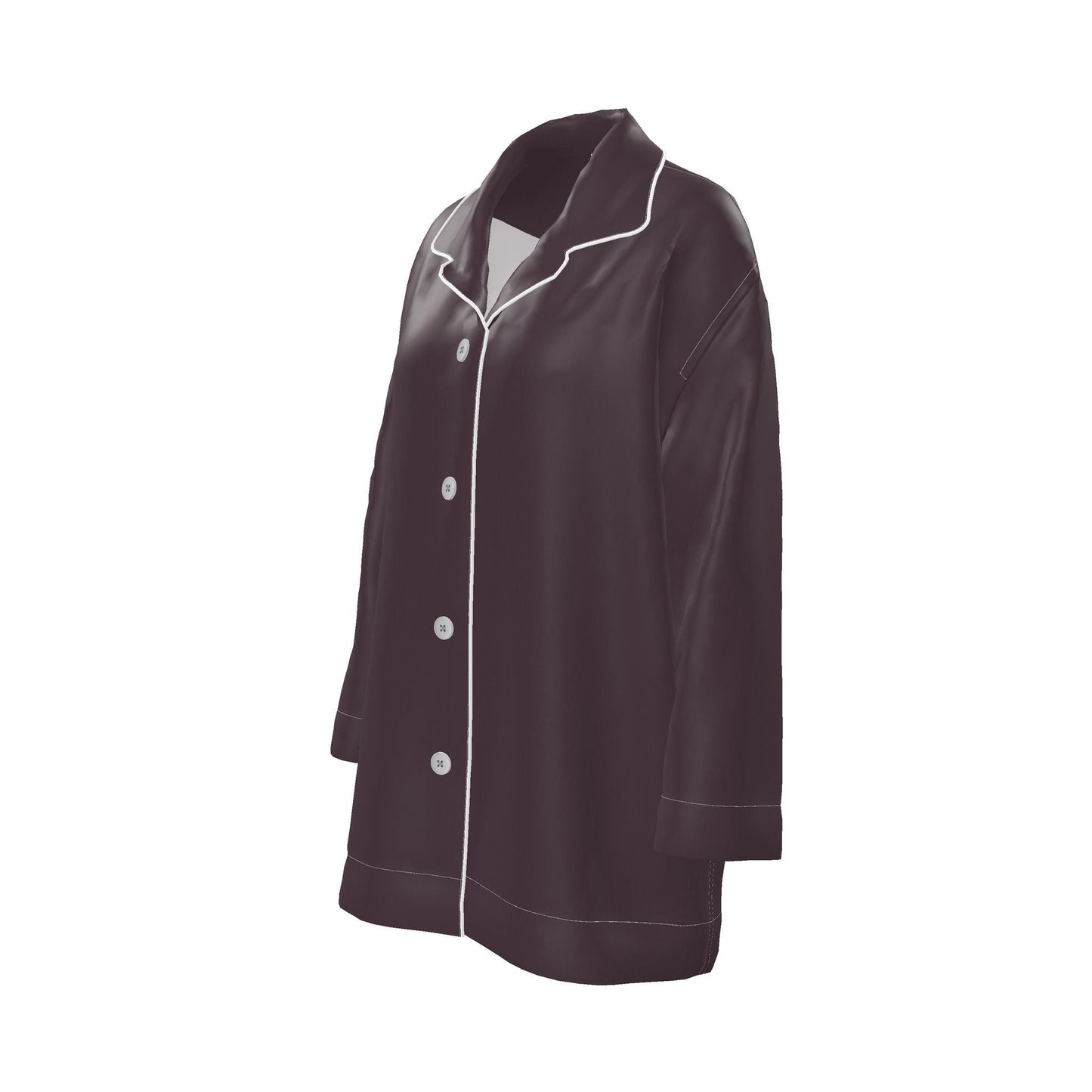 Womens Luxury Pyjama Shirt - Burgundy