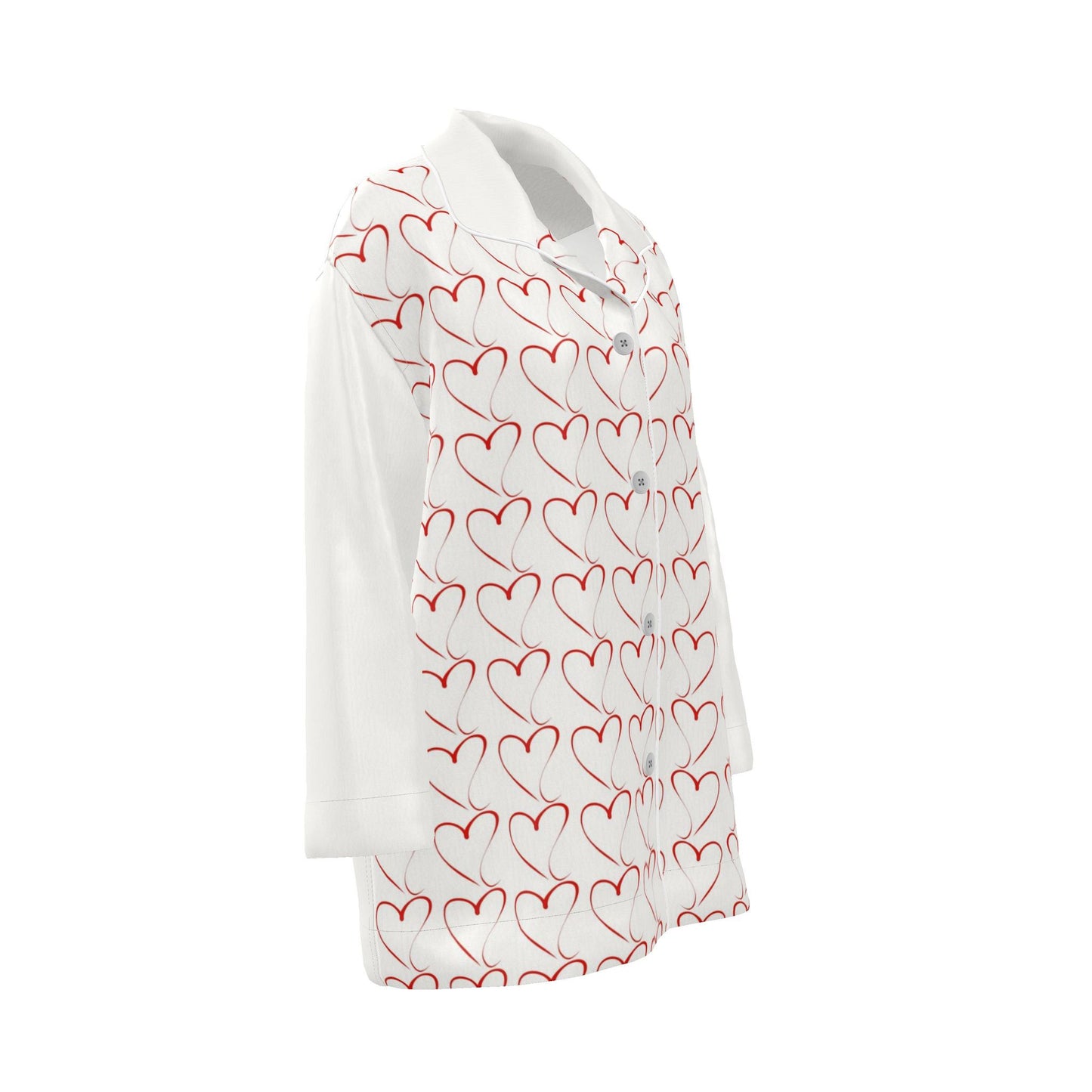 Womens Luxury Heart Pyjama Shirt - Royal Ivory