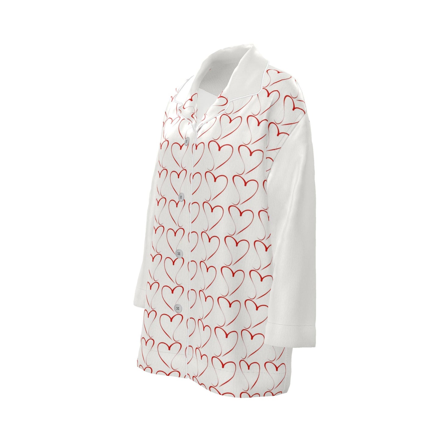 Womens Luxury Heart Pyjama Shirt - Royal Ivory