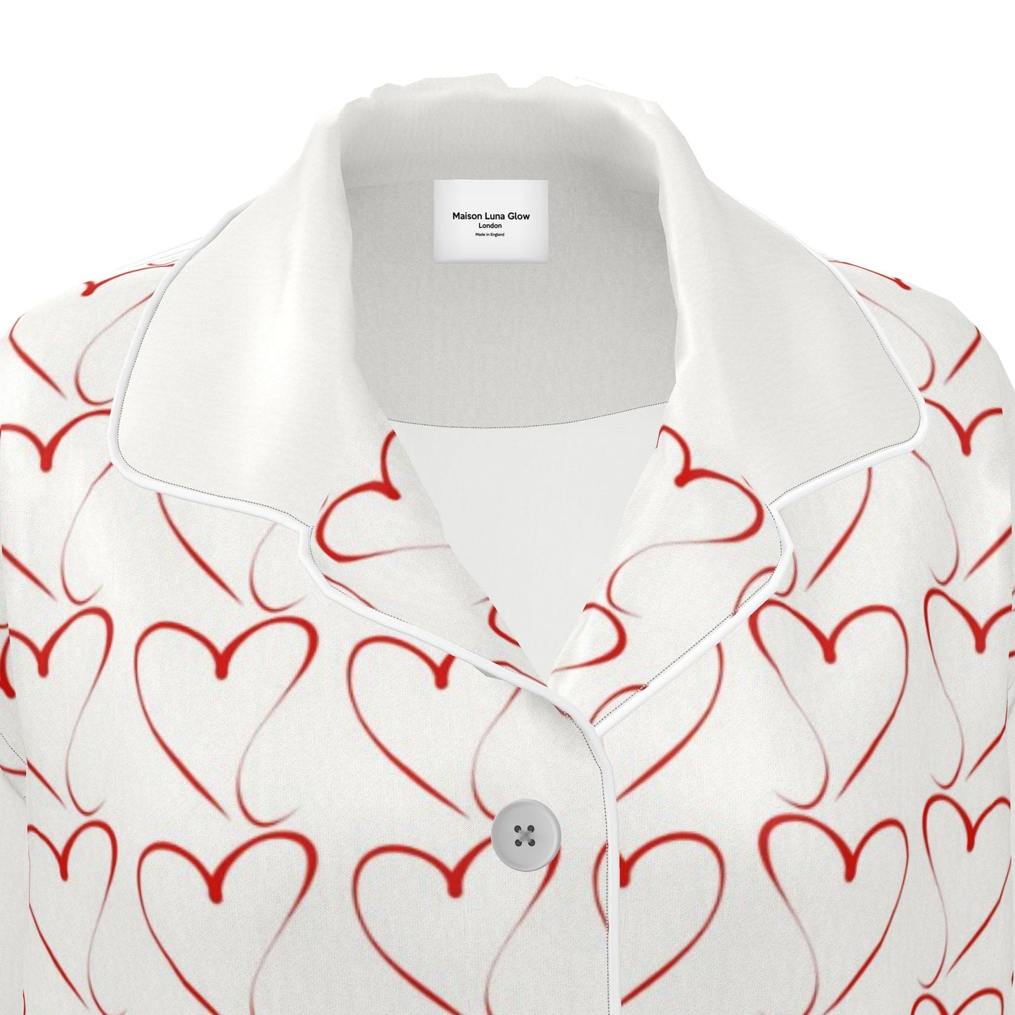 Womens Luxury Heart Pyjama Shirt - Royal Ivory