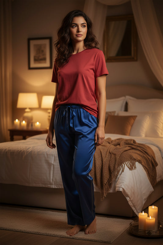 Womens Luxury Pyjama Trousers - Royal Blue