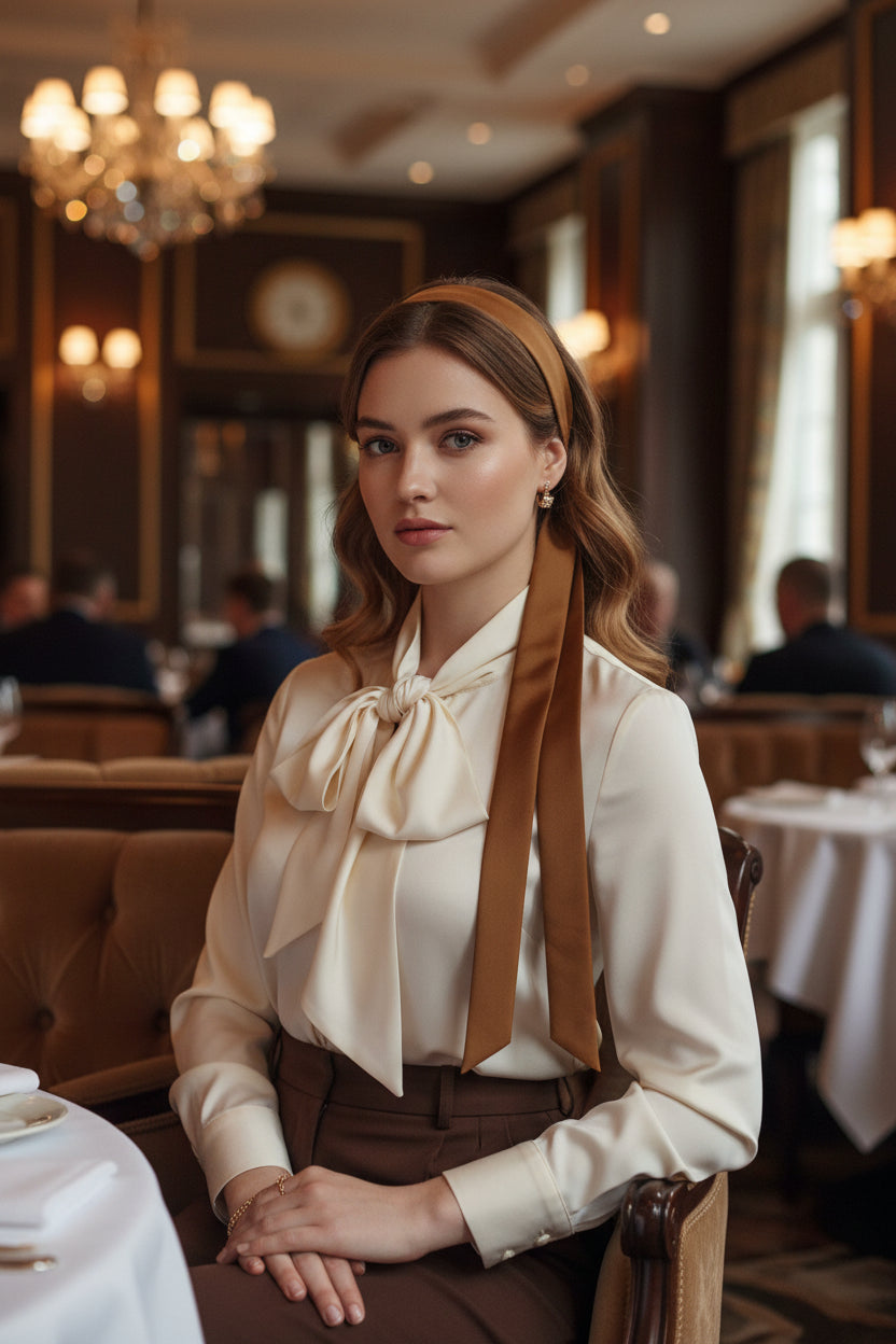 Maison Luna Glow - Luxury Skinny Scarf - Brown