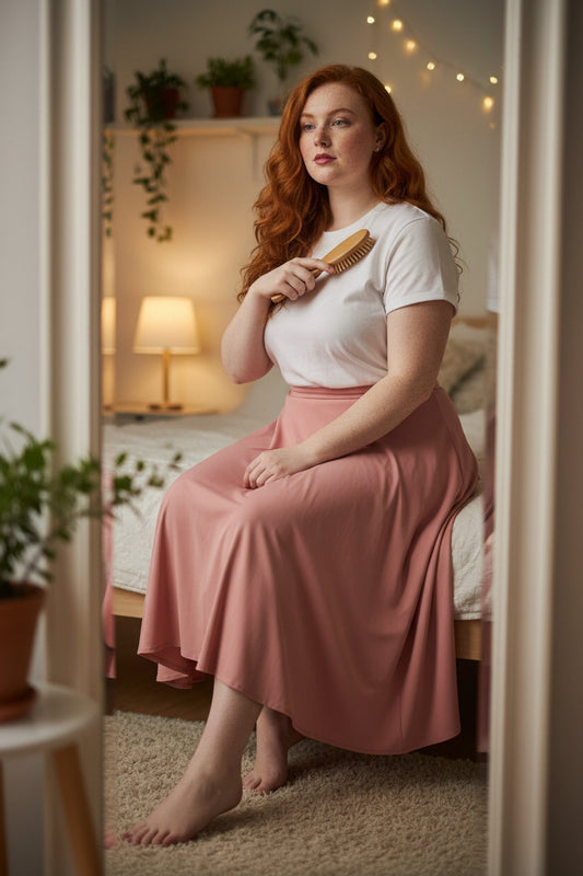 Maison Luna Glow - A-Line Midi Skirt - Pink